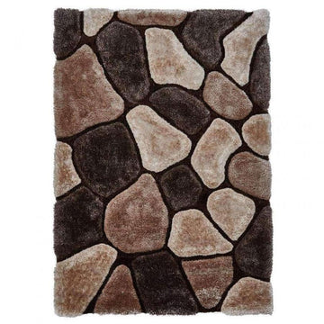 Noble House NH5858 Plush Geometric 3D Pebbles Hand-Carved High-Density Acrylic Shaggy Beige/Brown Rug-Think Rugs-Rug Love - The Most Loved Rug Store